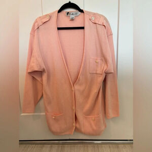Chaus Vintage 80s Pink Cardigan Sweater Size L